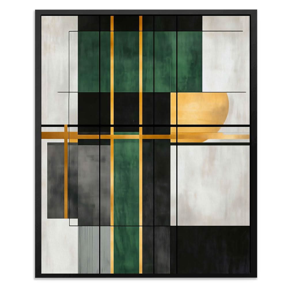 Geometric Gold and Green - Green and Gold Canvas Print