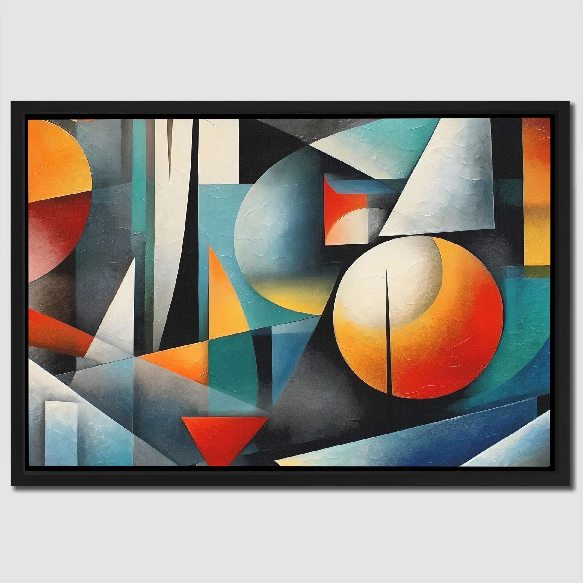 Geometric Shapes - Gray Wall Art in Black Frame