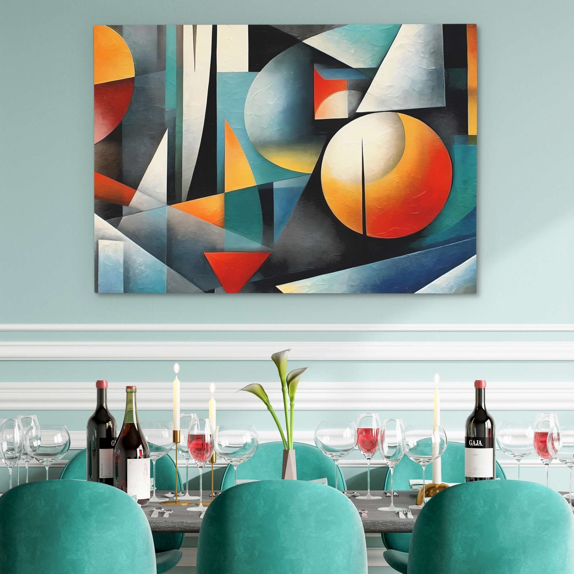 Geometric Shapes - Abstract Wall Art in Black Frame
