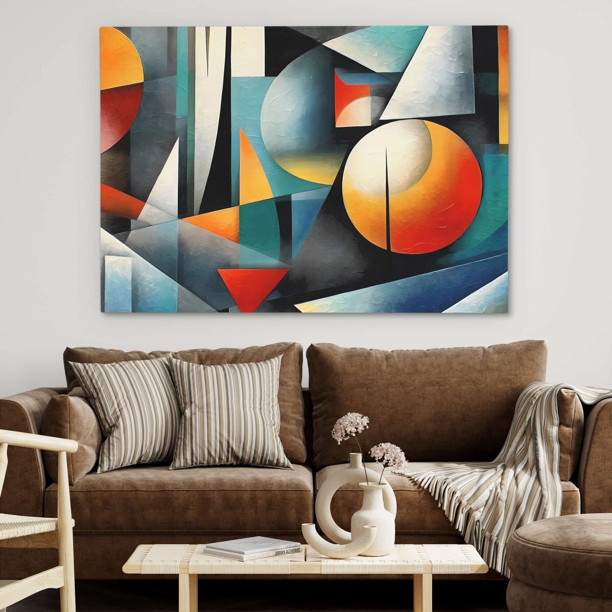 Geometric Shapes - Abstract Blue Canvas Wall Art