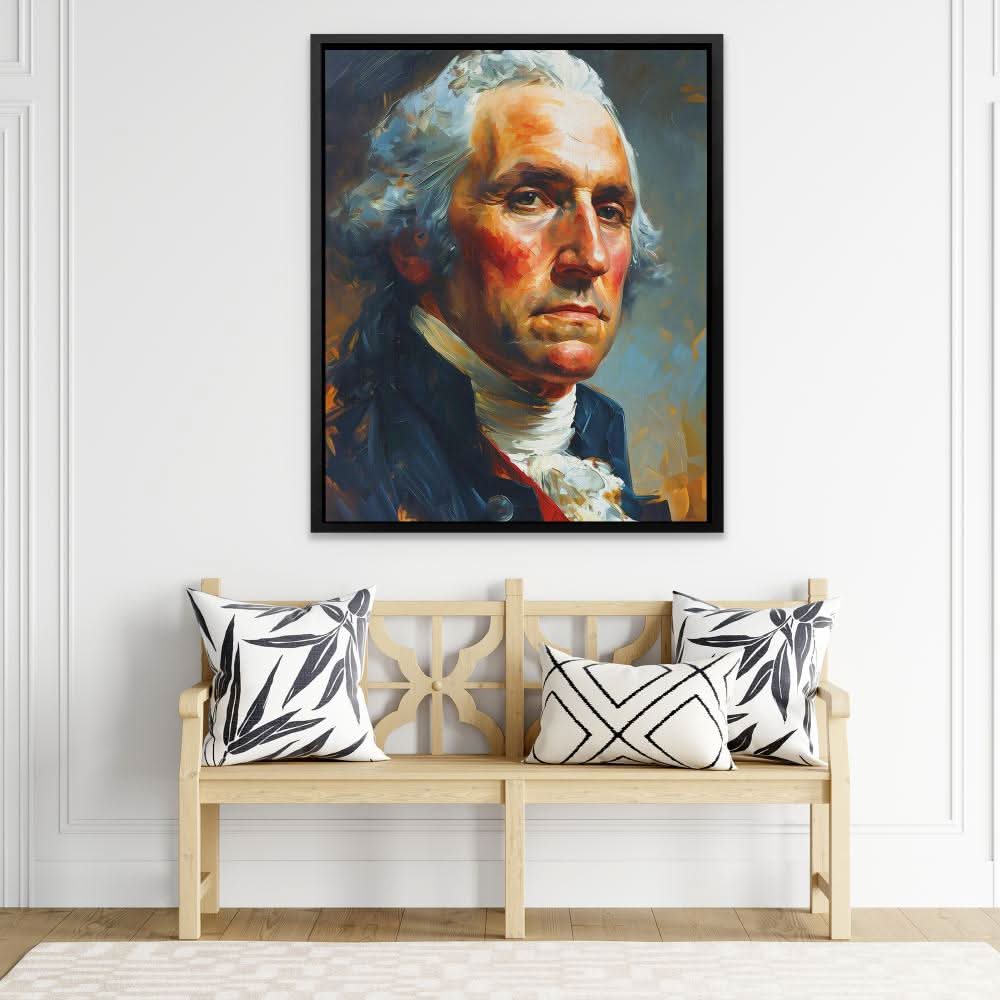 George Washington Portrait - Founding Father Wall Art in Black Frame
