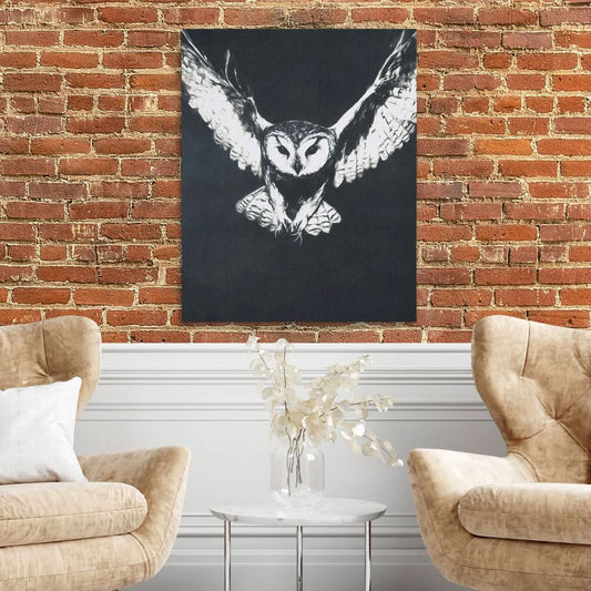 Ghostly Barn Owl - Wall Art in Black Frame