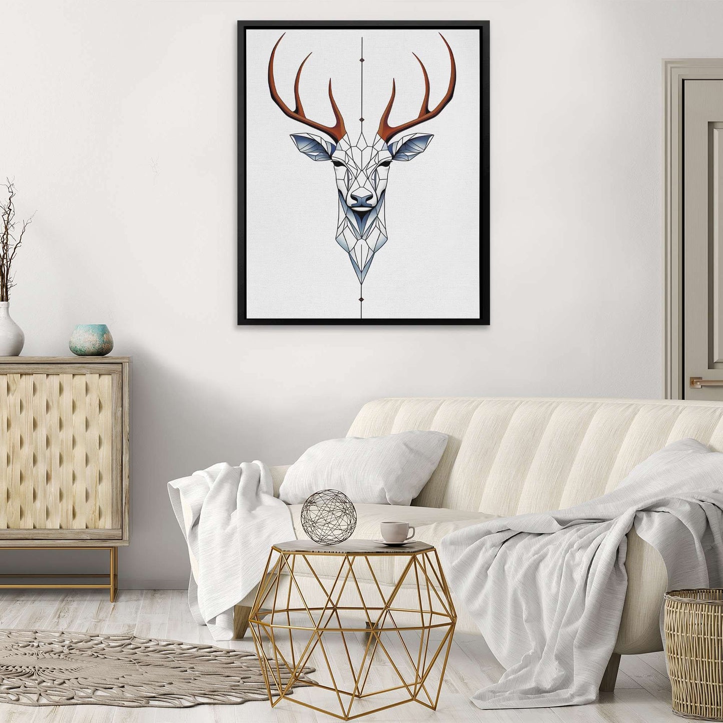 Ghostly Buck - Large Minimalist Canvas Print