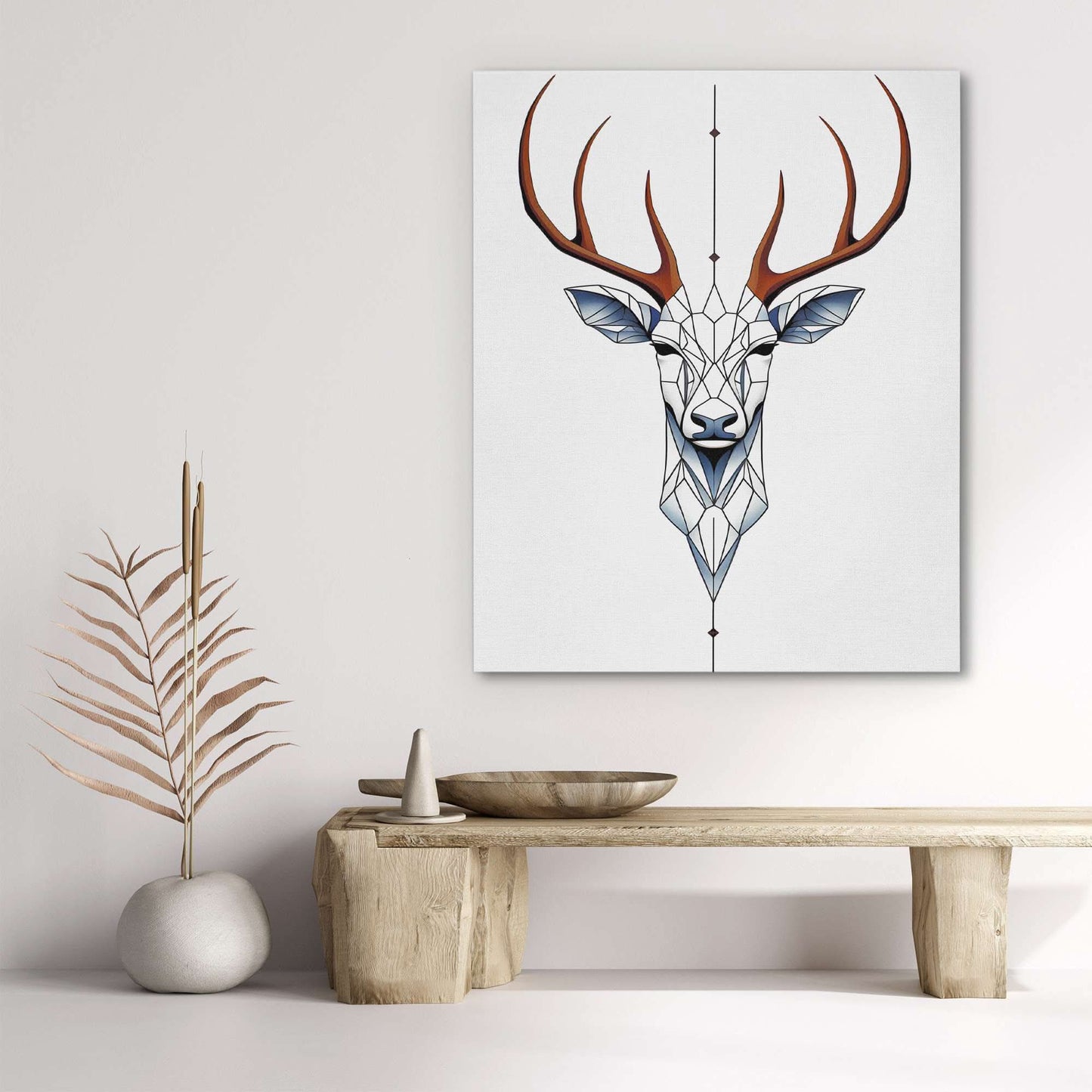 Ghostly Buck - Minimalist Wall Art in Black Frame