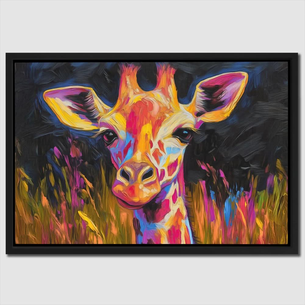 Giraffe at Night - Colorful Wall Art for Kids Room