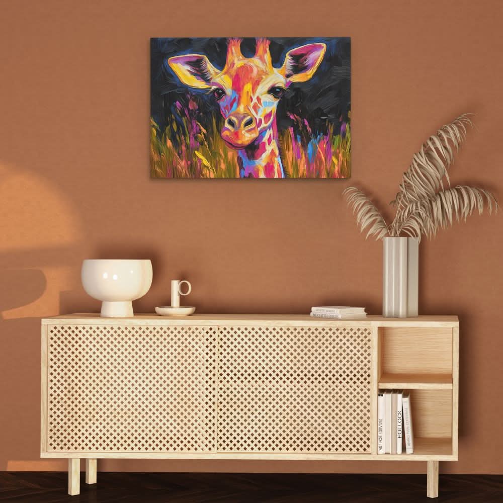 Giraffe at Night - Large Canvas Print