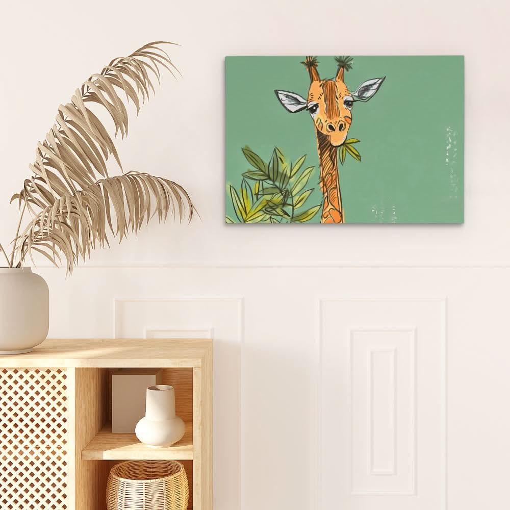 Giraffe Doodle - Large Minimalist Canvas Print