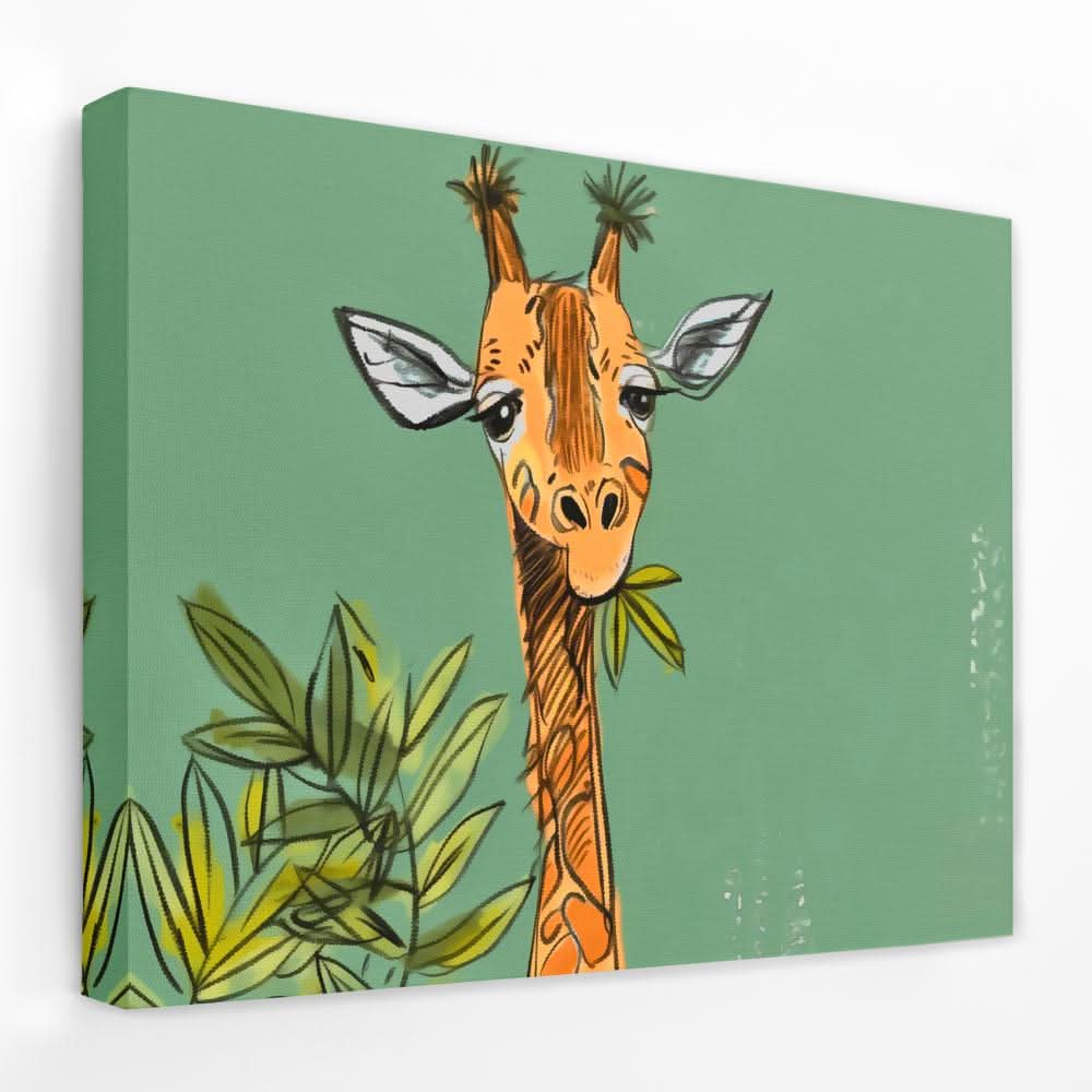 Giraffe Doodle - Modern Colorful Canvas Wall Art