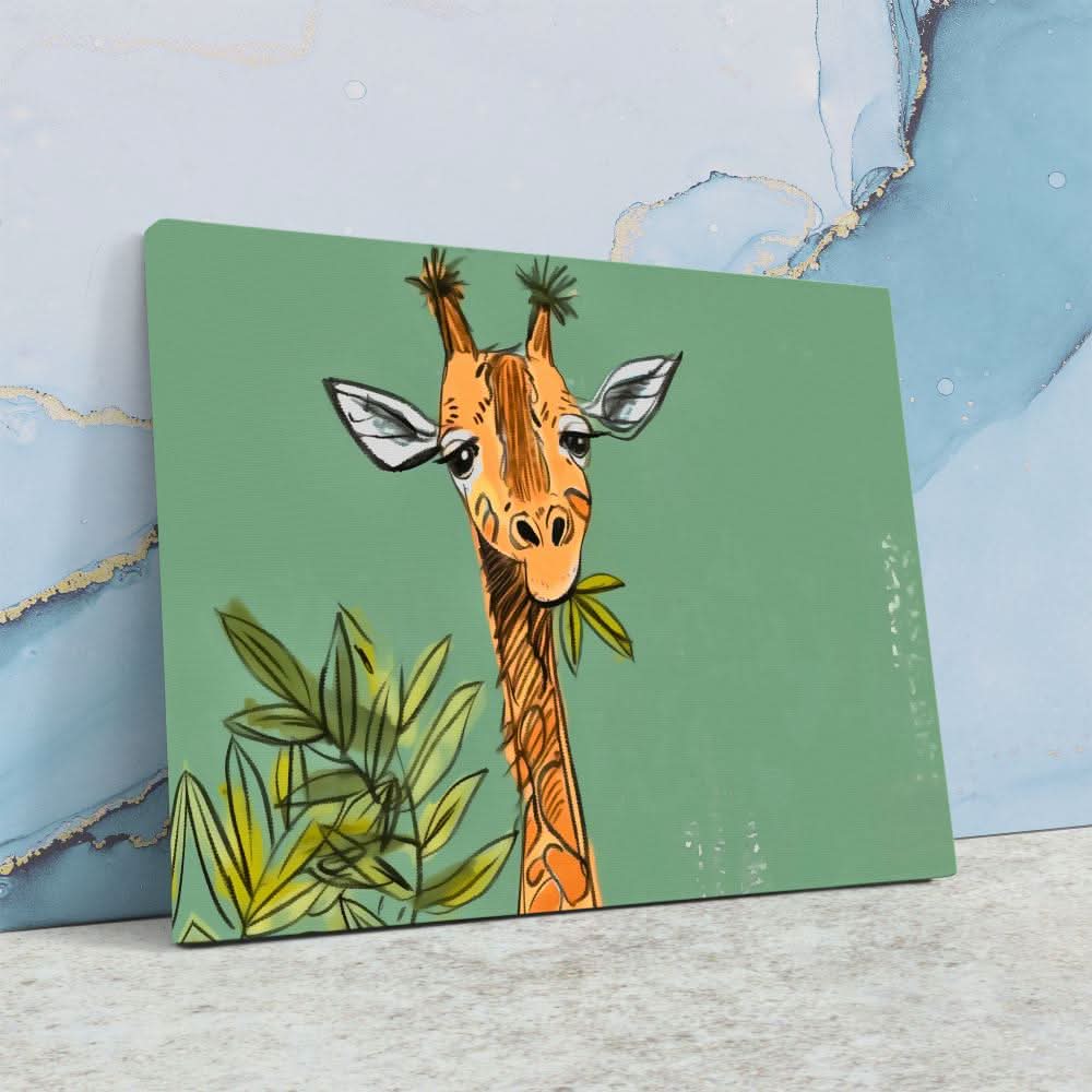 Giraffe Doodle - Africa Canvas Wall Art