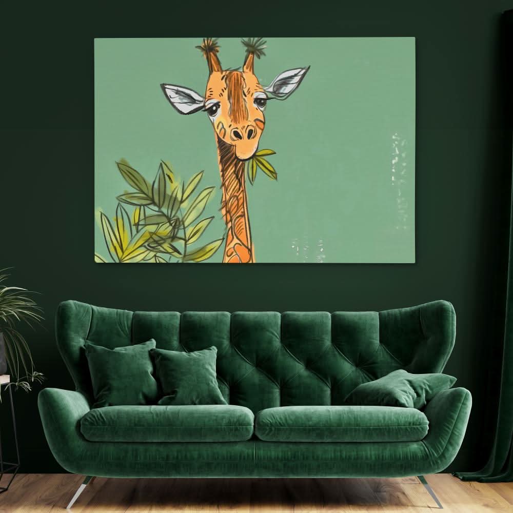 Giraffe Doodle - Brown Animals Canvas Print