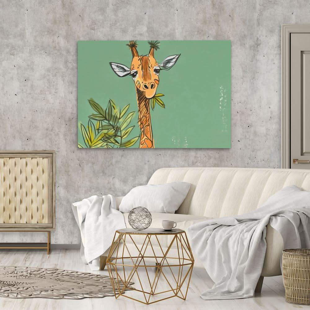 Giraffe Doodle - Brown Wall Art for Home Office