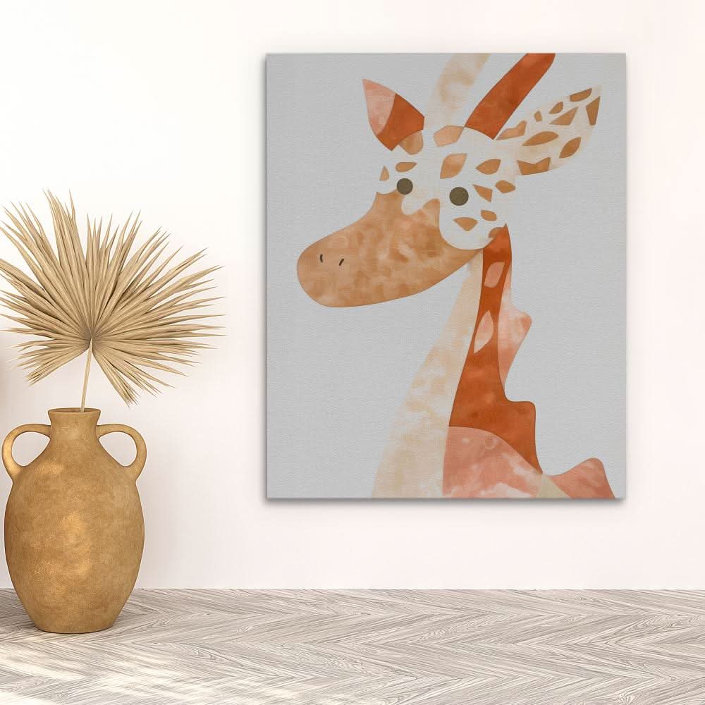 Giraffe Friend - Baby Animal Wall Art in Black Frame