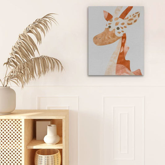 Giraffe Friend - Minimalist Wall Art in Black Frame