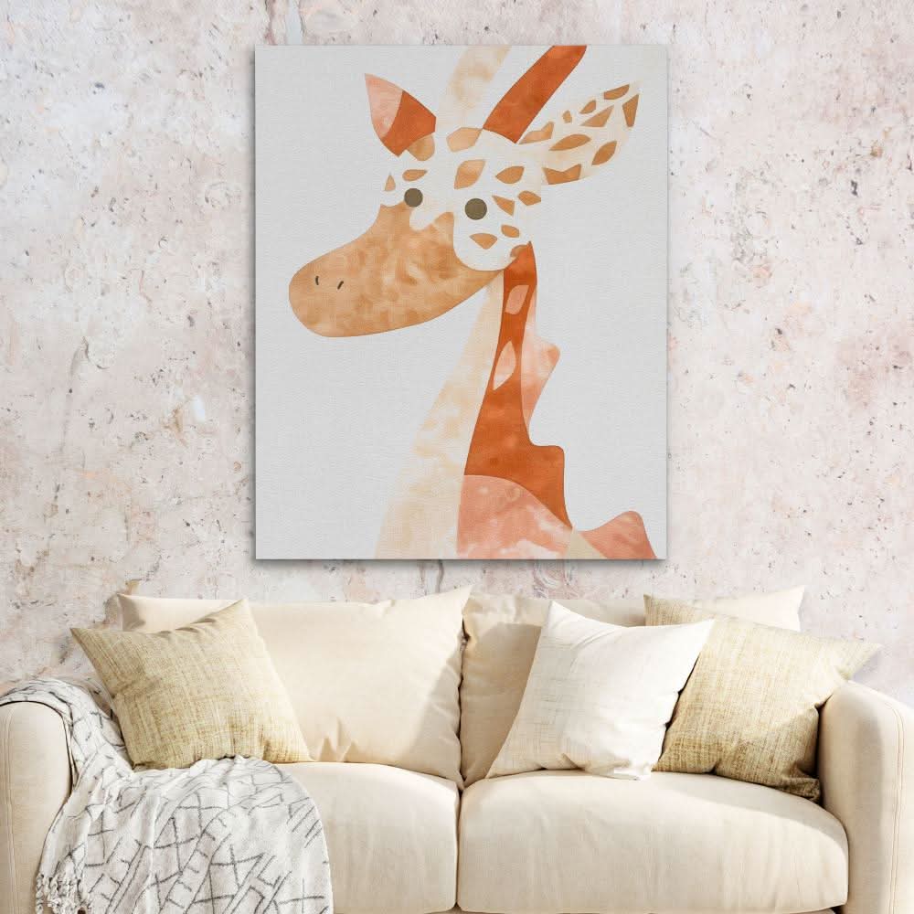 Giraffe Friend - Beige Wall Art