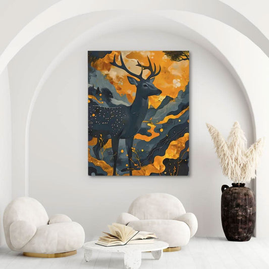 Glazed Deer - Abstract Wall Art in Black Frame