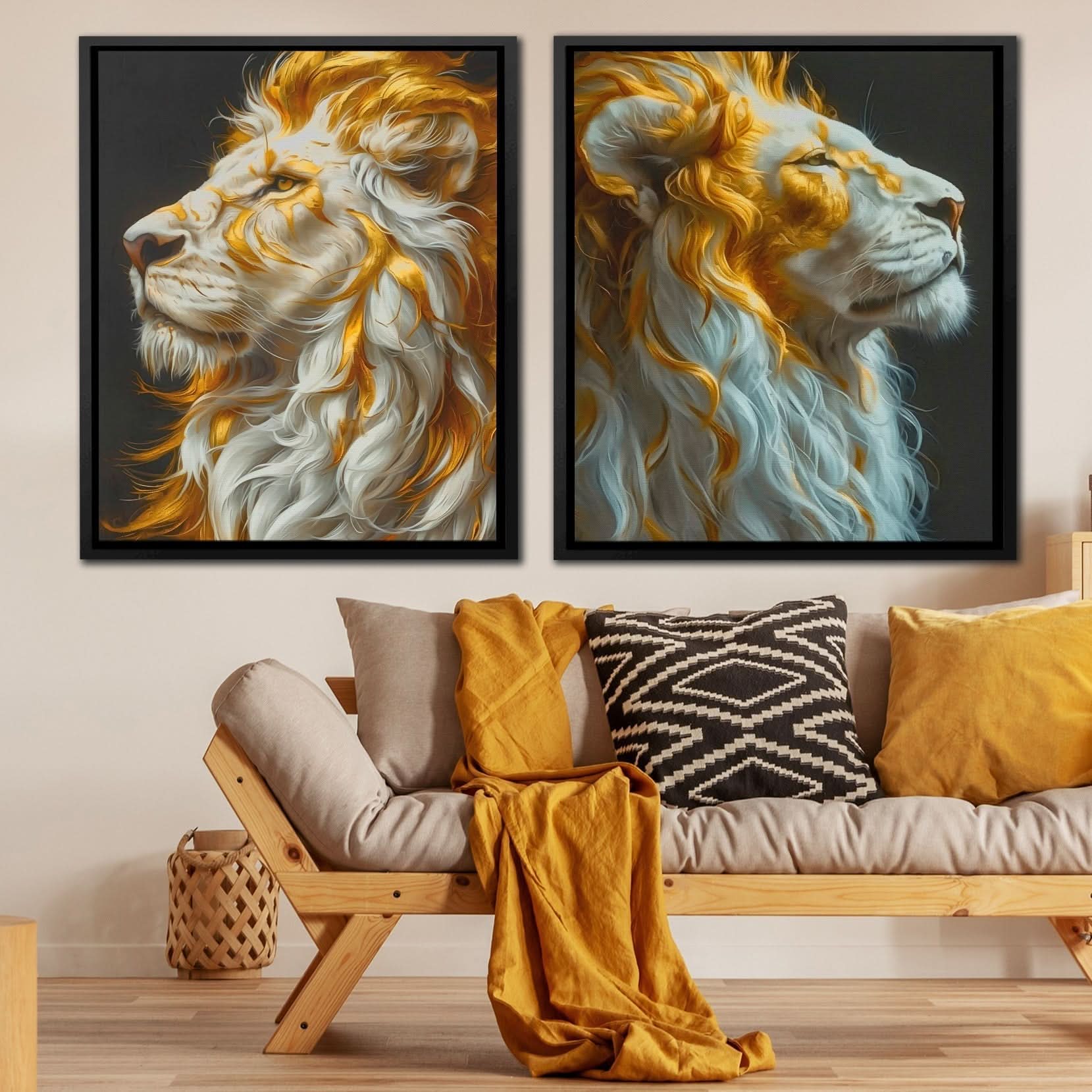 Glorious Pride - Black and Gold Animals Canvas Print