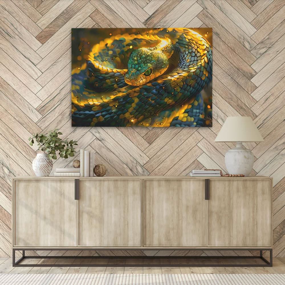 Glowing Gold Snake - Large Canvas Print