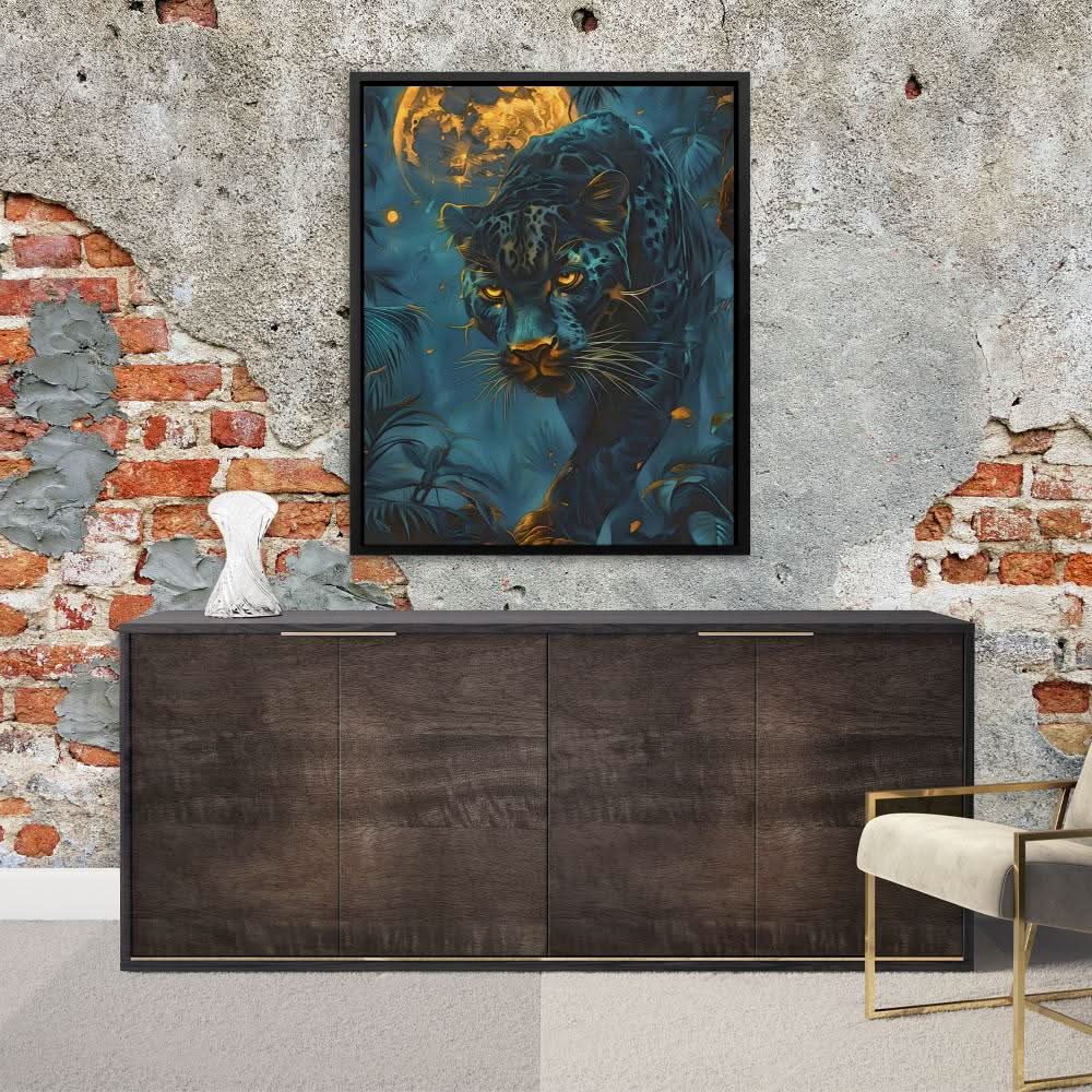 Glowing Moon Cat - Large Canvas Print