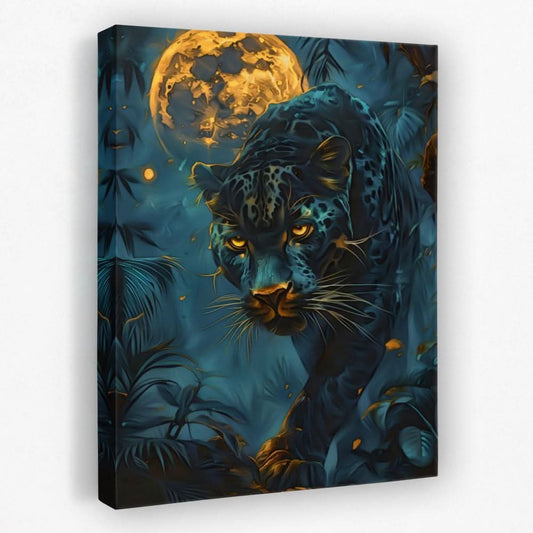 Glowing Moon Cat - Animals Canvas Wall Art