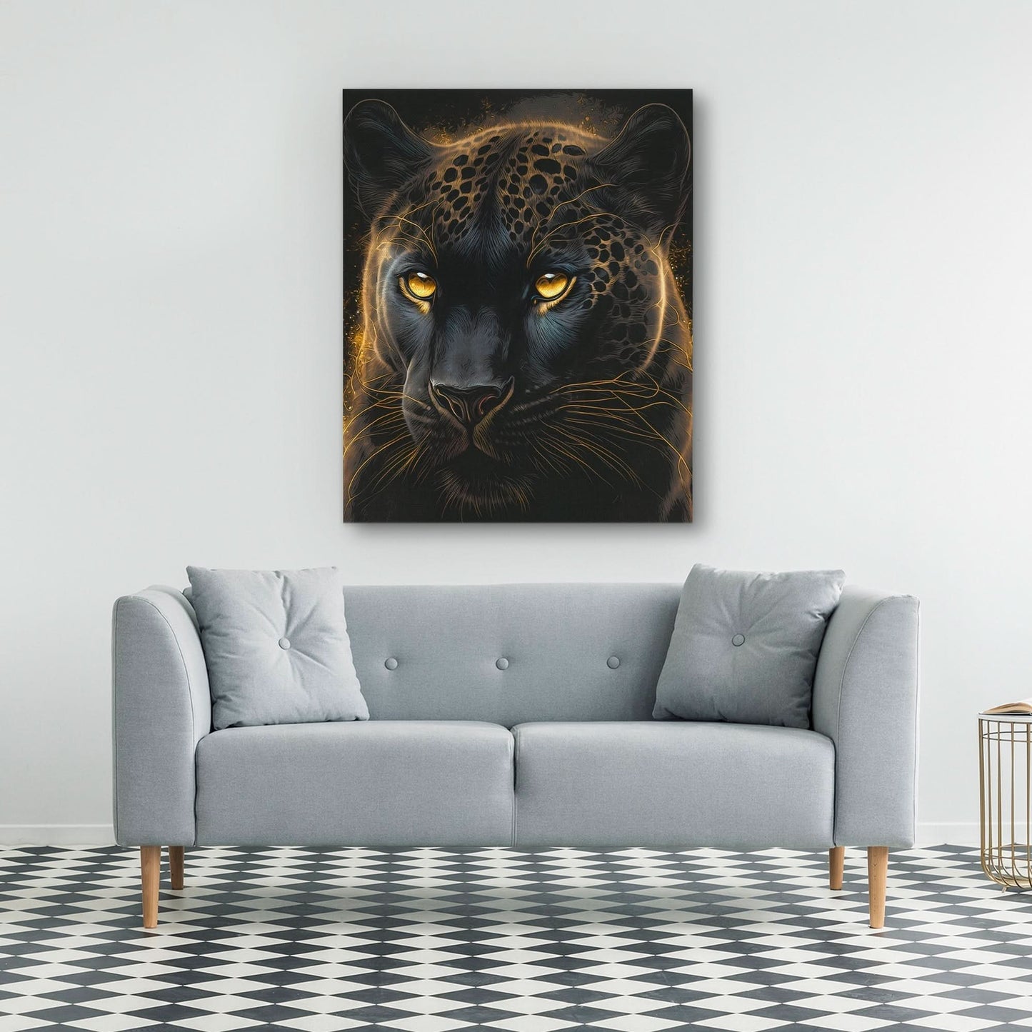 Glowing Panther - Black Canvas Wall Art