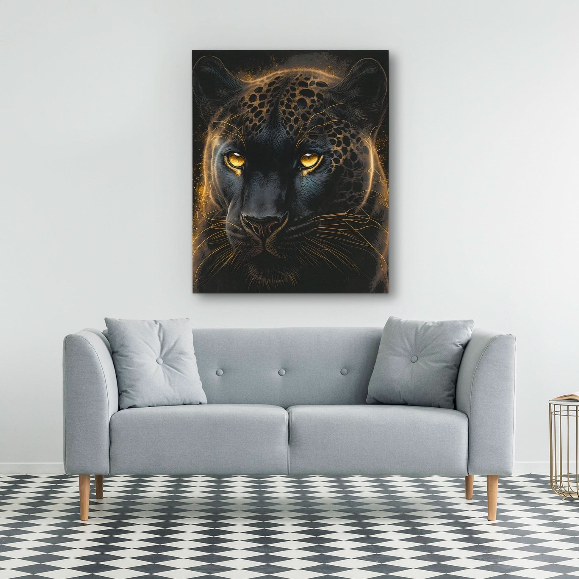 Glowing Panther - Black Canvas Wall Art