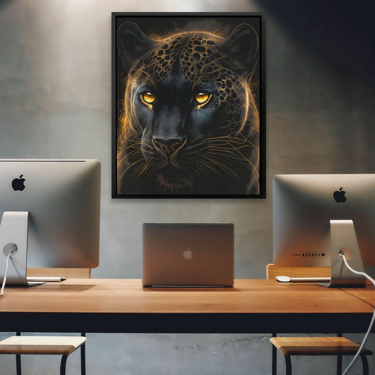Glowing Panther - Black Big Cat Canvas Print