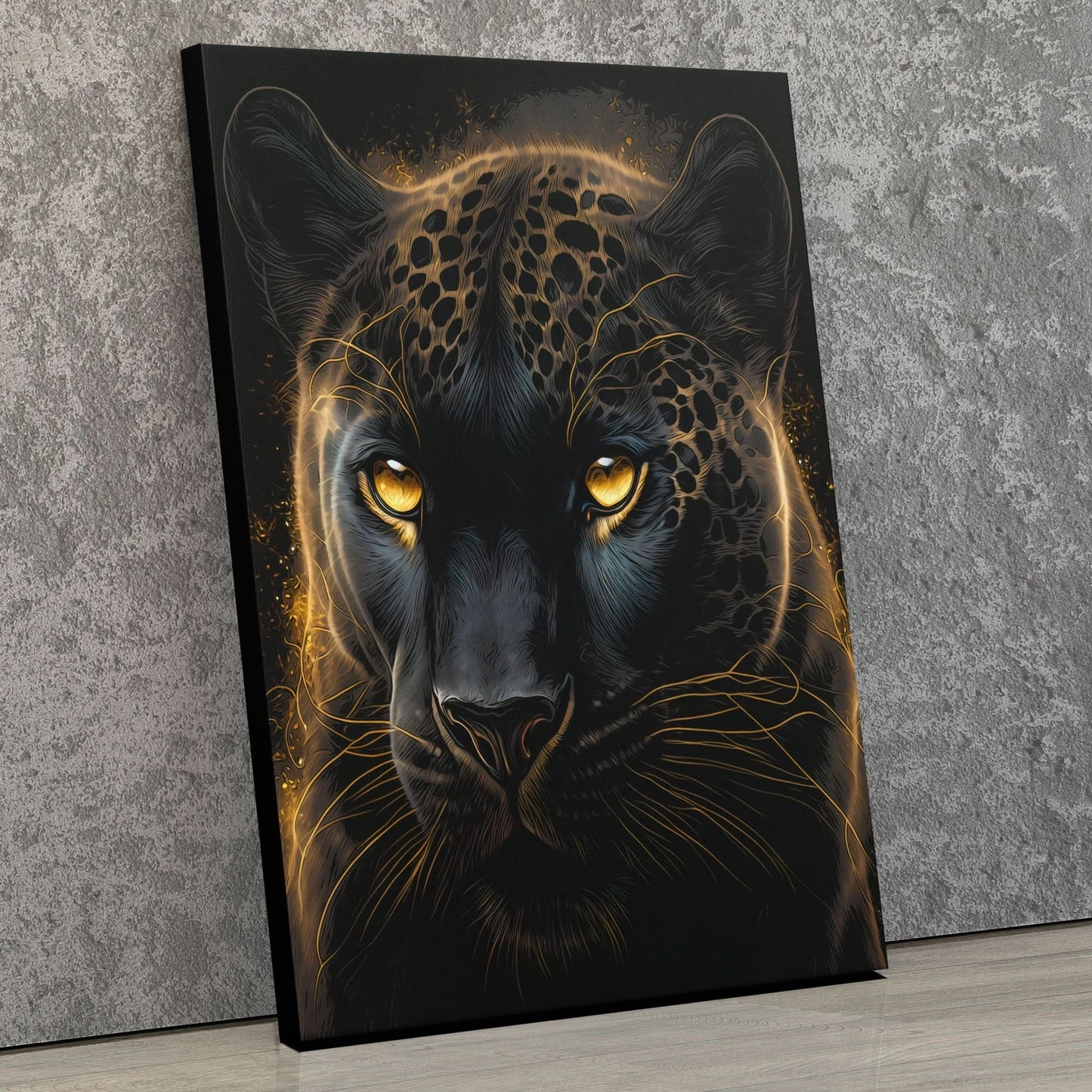 Glowing Panther - Wall Art in Black Frame