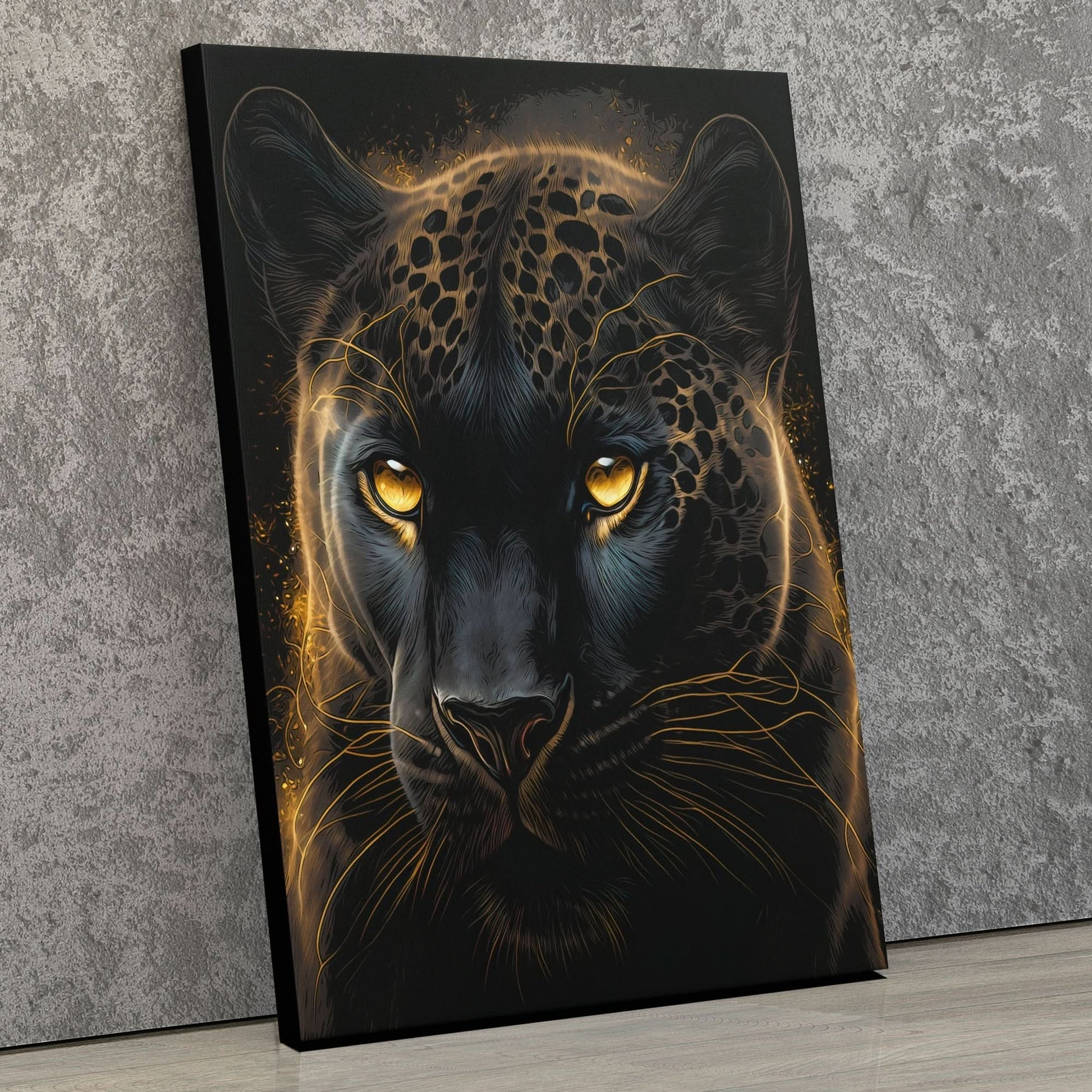 Glowing Panther - Wall Art in Black Frame