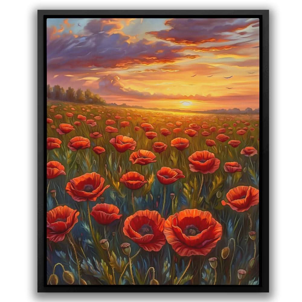 Glowing Sunset - Red Canvas Wall Art