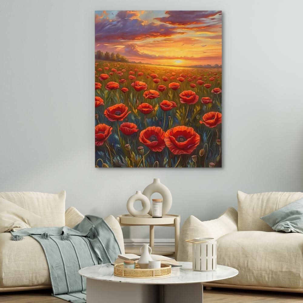 Glowing Sunset - Red Wall Art
