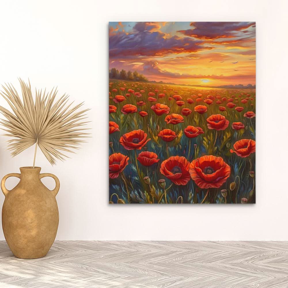 Glowing Sunset - Wall Art in Black Frame