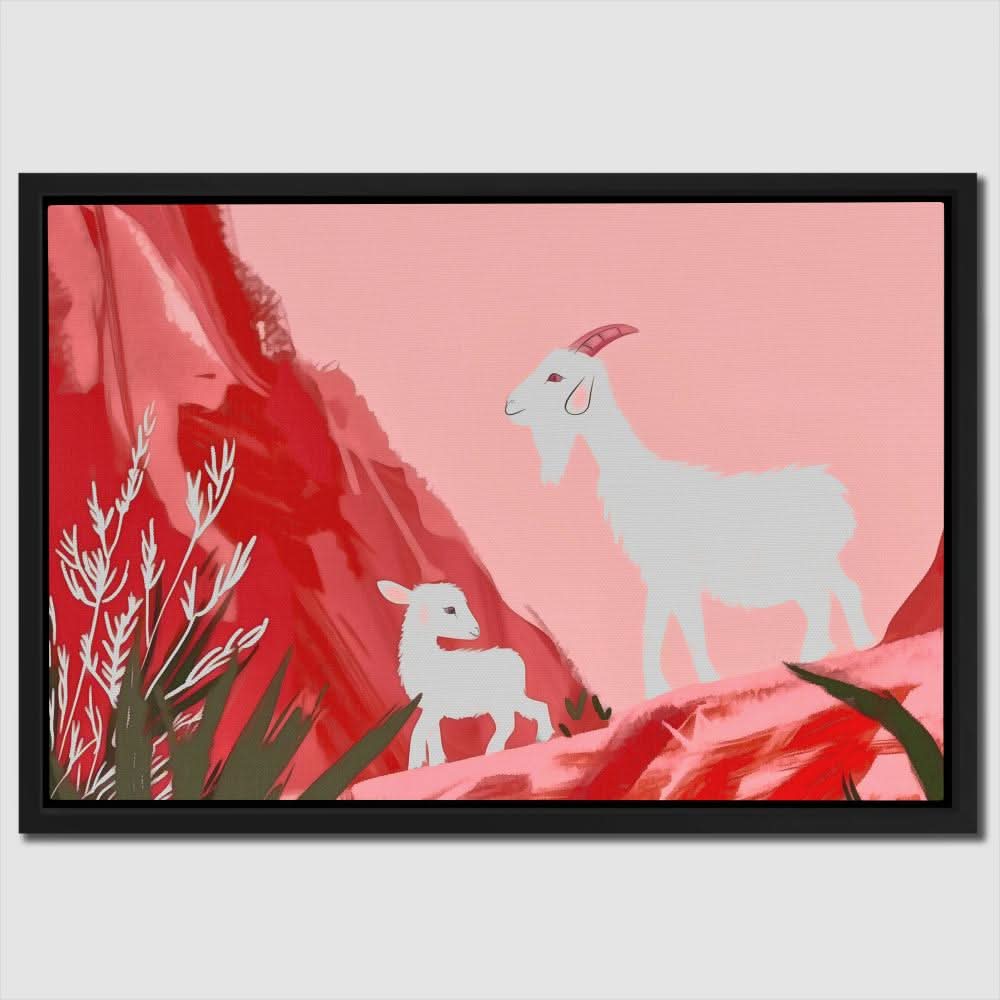 Goat Family - Pastel Canvas Wall Art