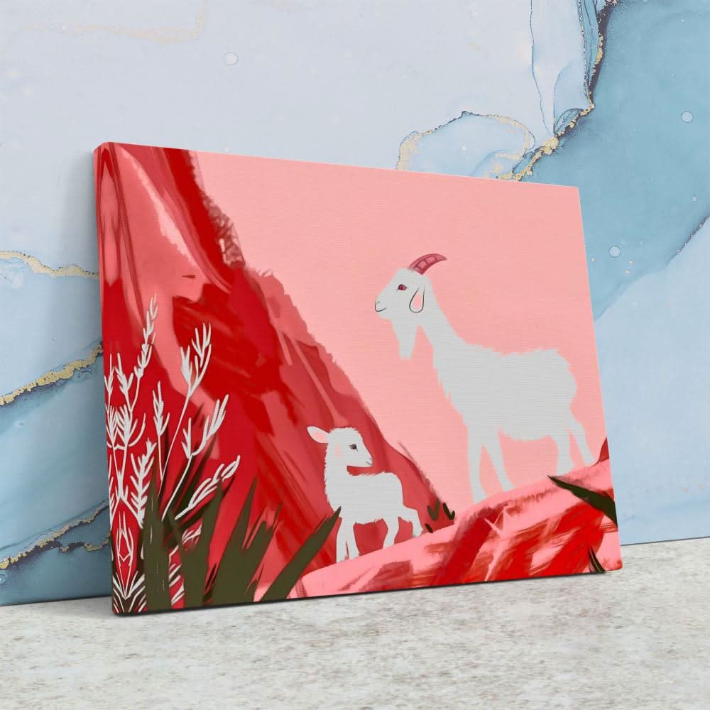 Goat Family - Pastel Goat Canvas Print