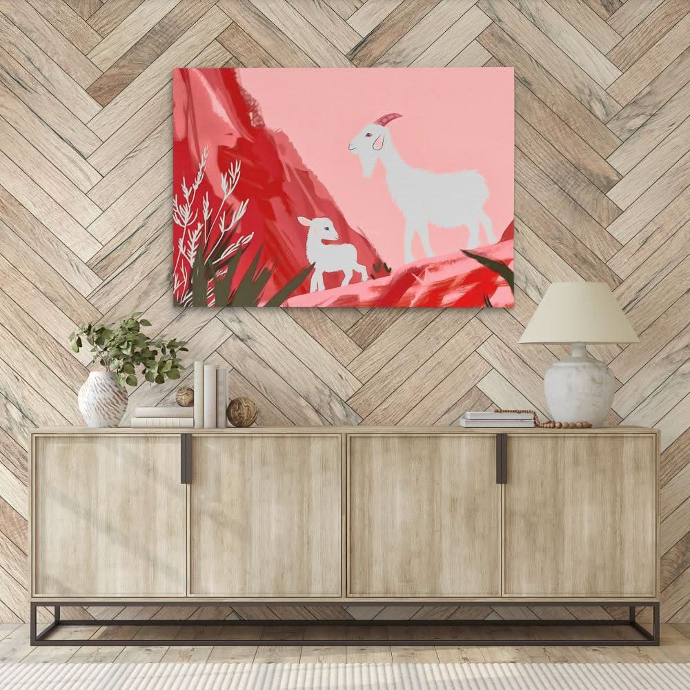 Goat Family - Large Canvas Print