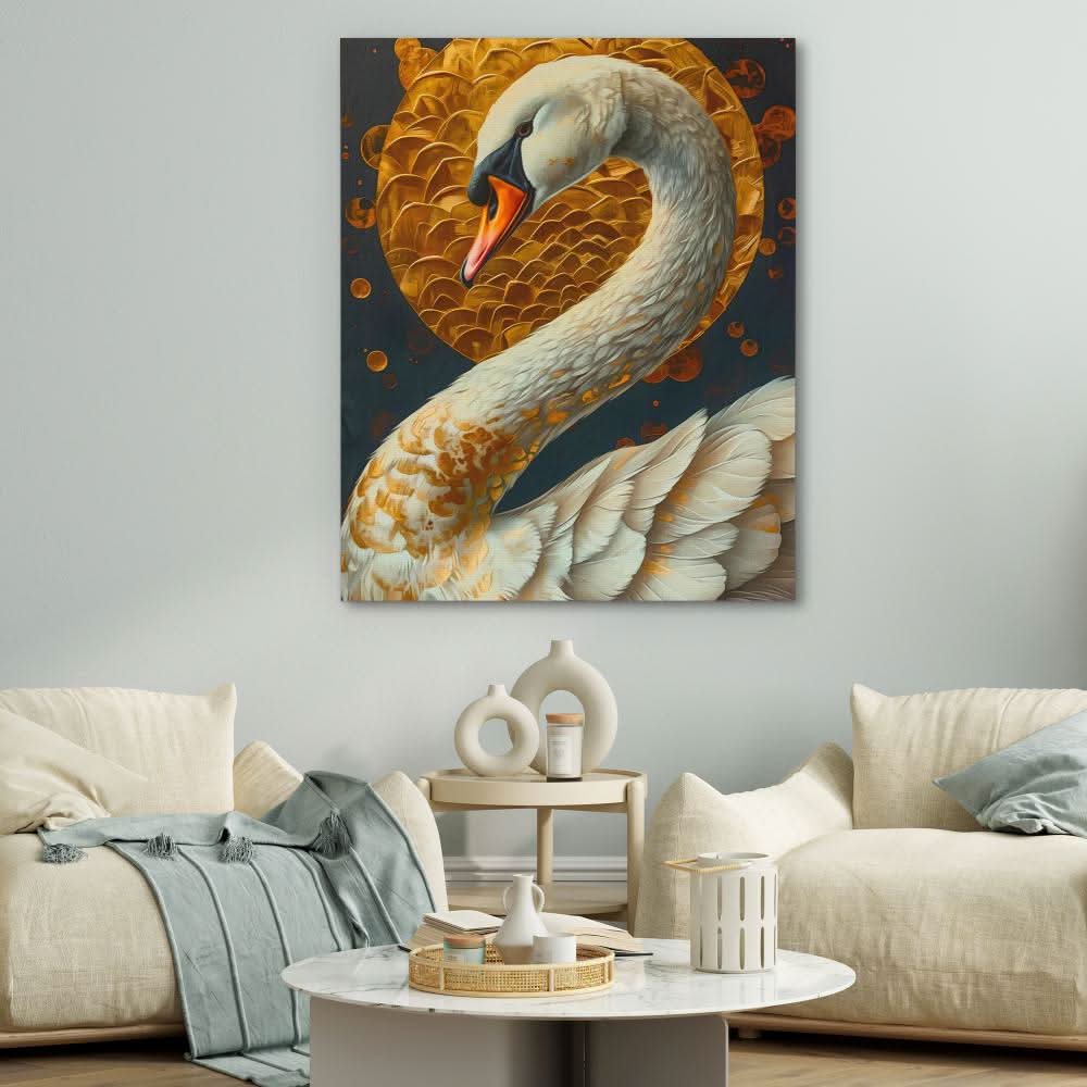 Godly Swan - Bird Wall Art in Black Frame