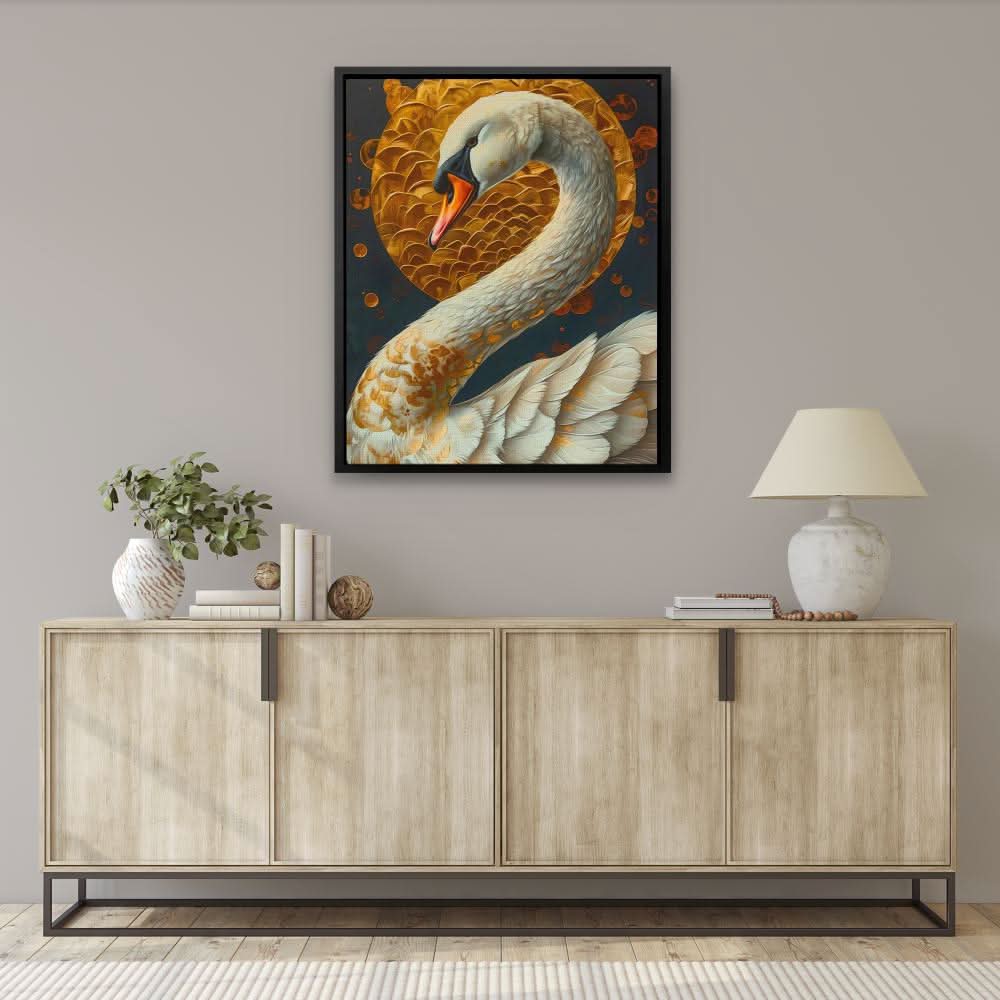 Godly Swan - Wall Art in Black Frame