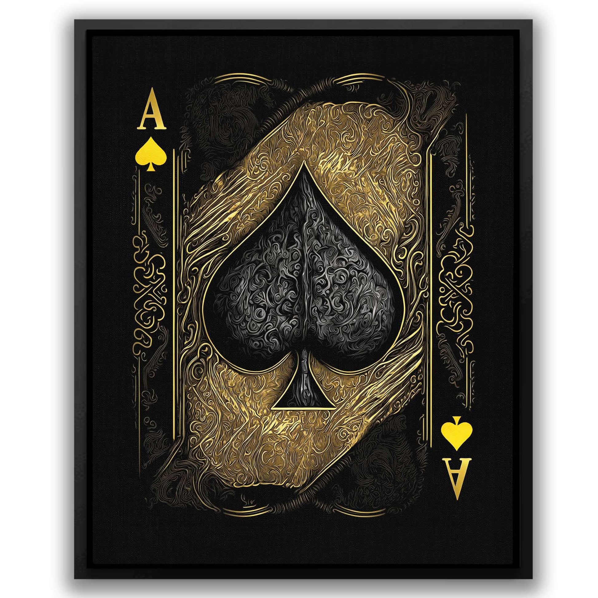 Gold Ace of Spades - Black Canvas Wall Art