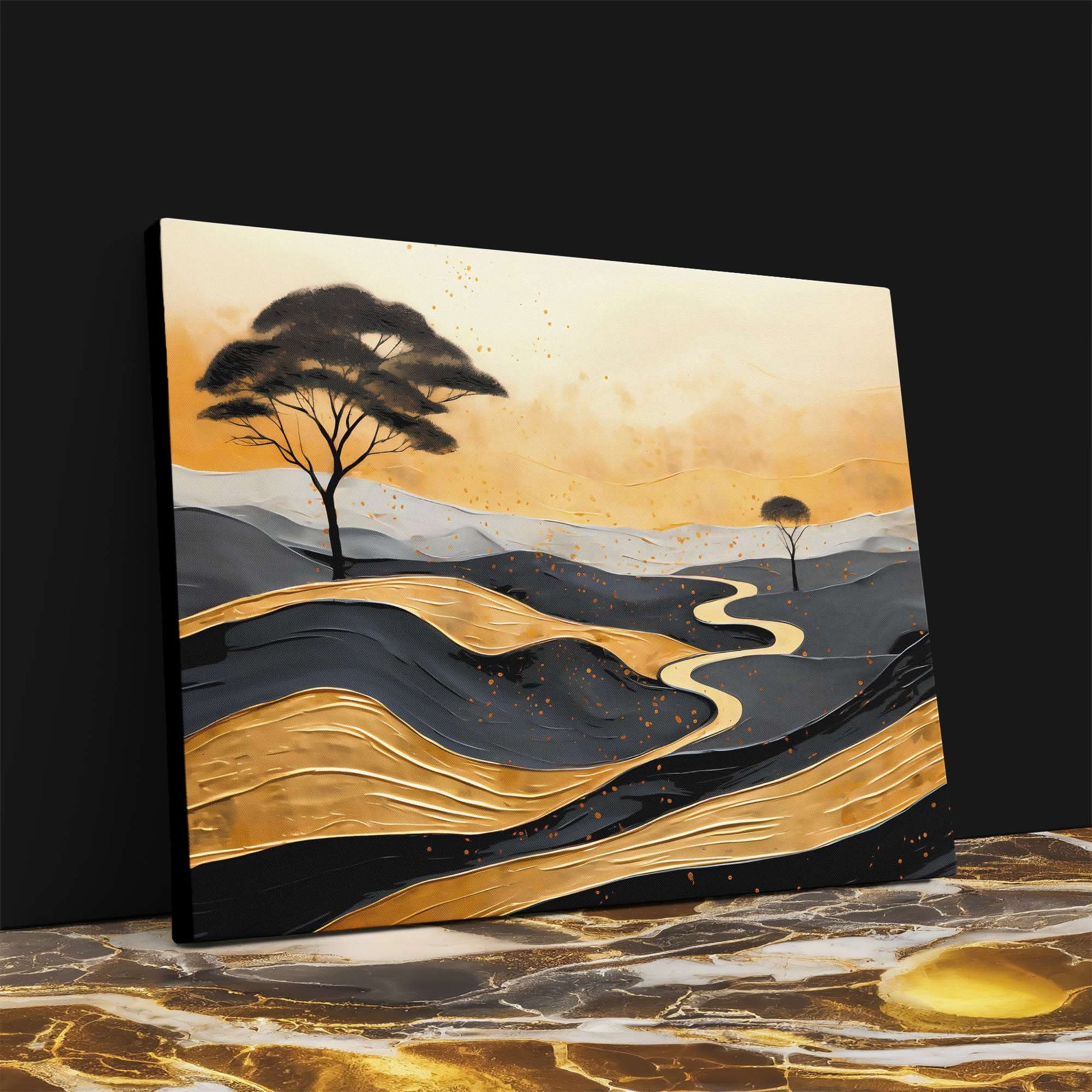 Gold African Hills - Africa Canvas Wall Art
