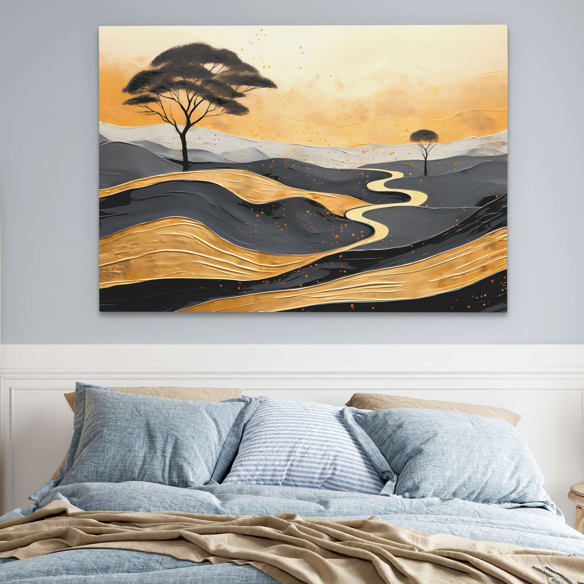 Gold African Hills - Large Abstract Canvas Print