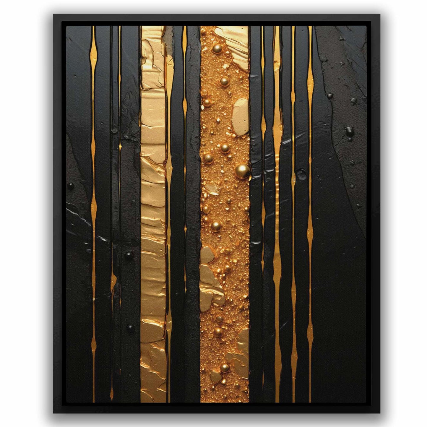 Gold Beam - Abstract Black Canvas Wall Art