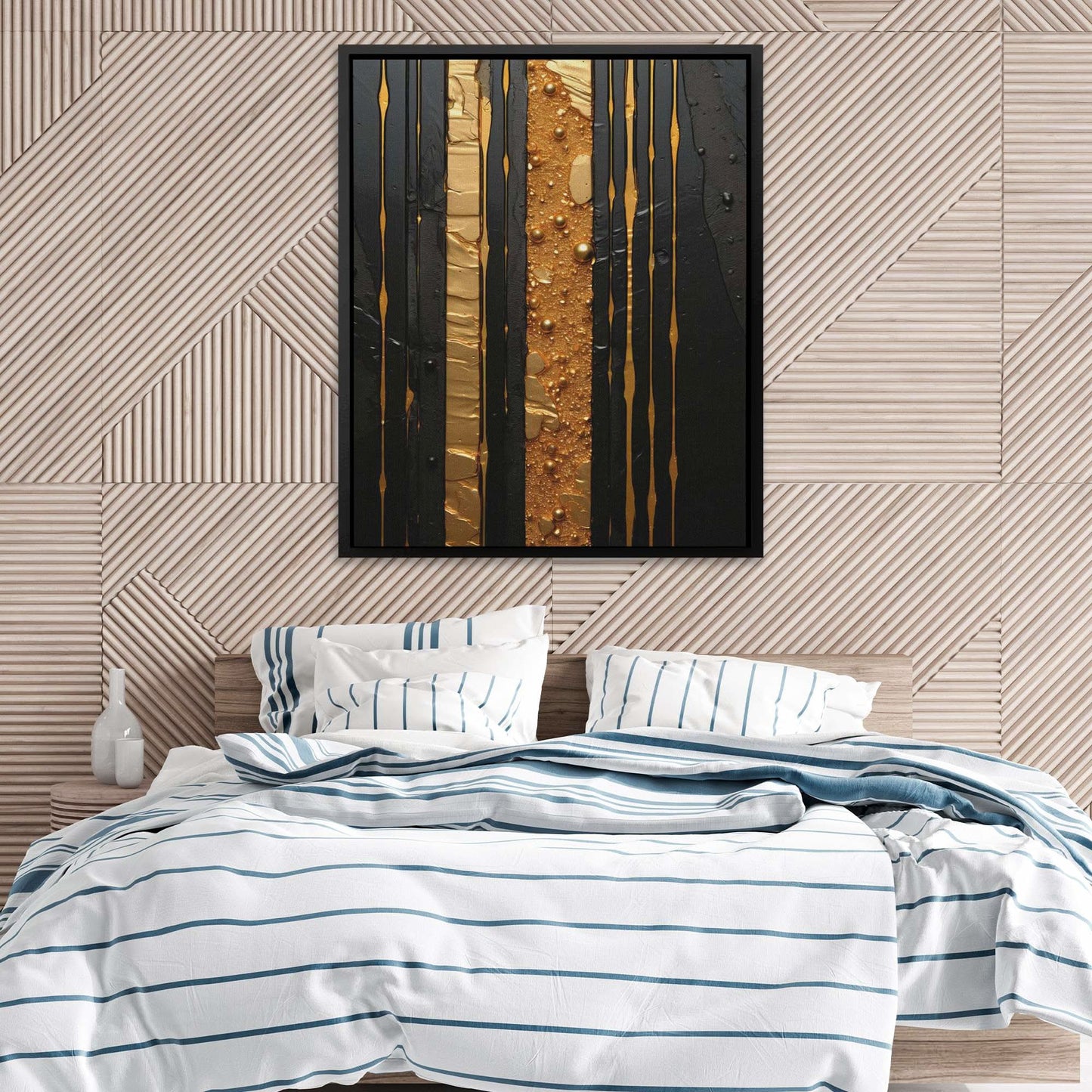 Gold Beam - Black Wall Art for Hallway