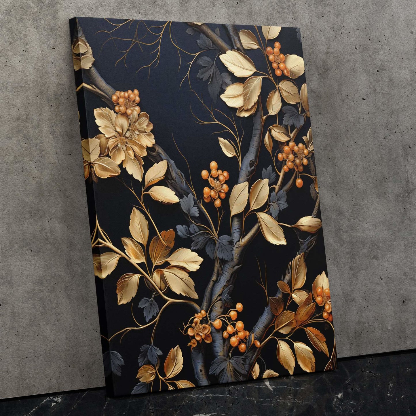 Gold Berries - Floral Art for Hallway