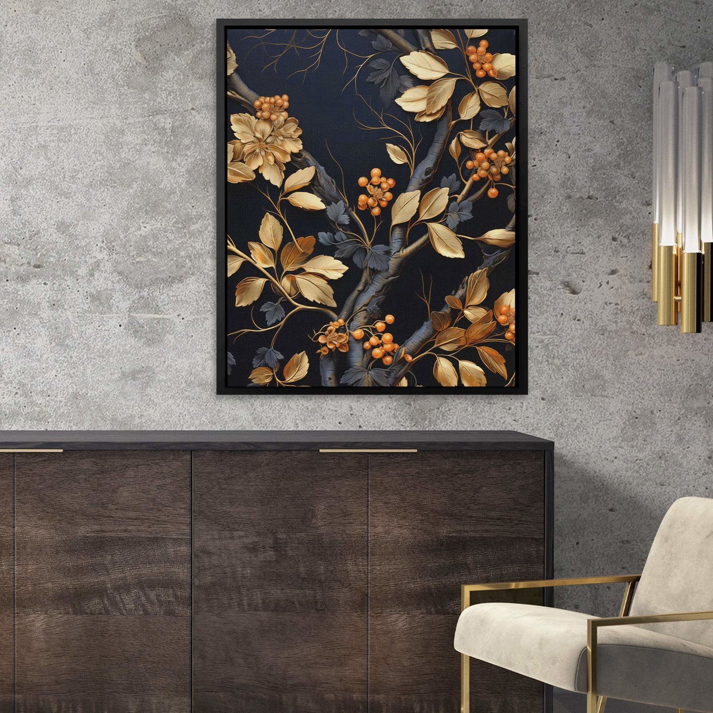 Gold Berries - Large Abstract Canvas Print