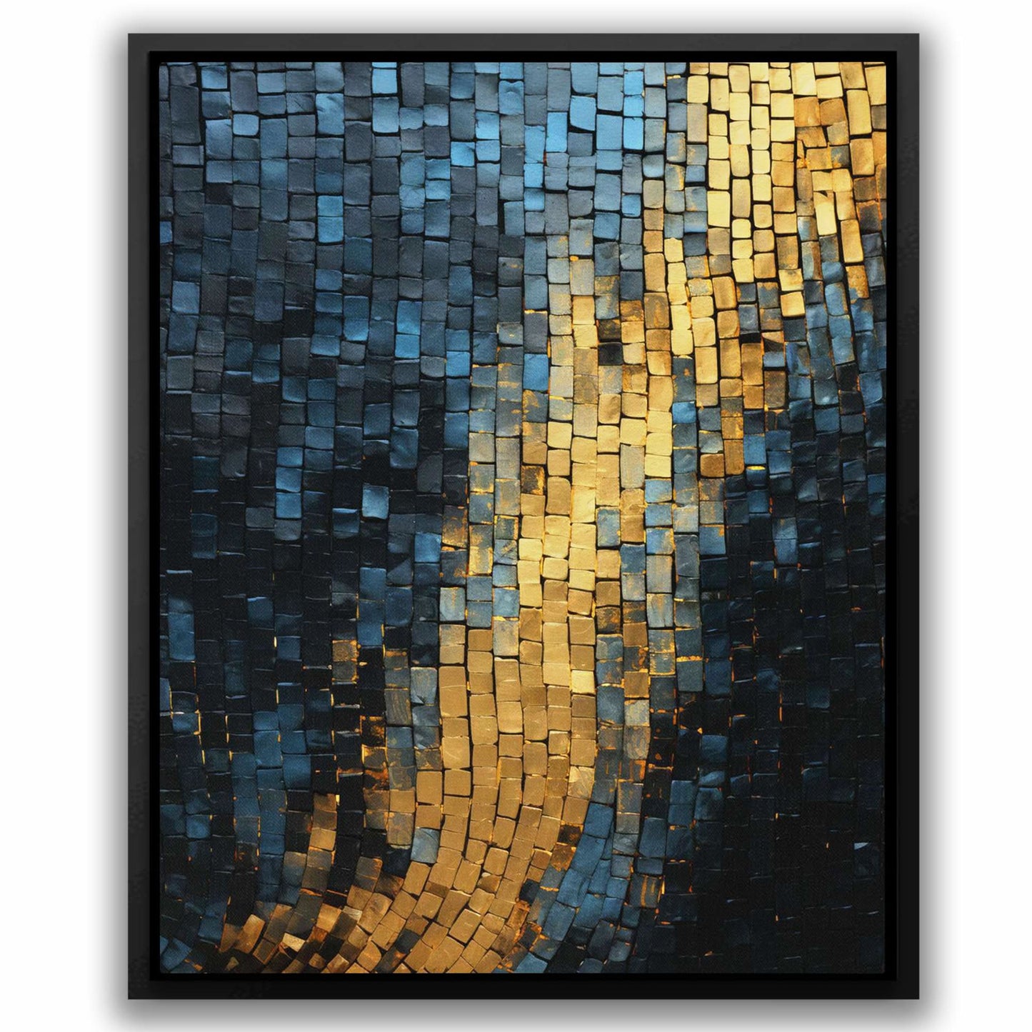 Gold Blue Checkers - Abstract Blue Canvas Wall Art