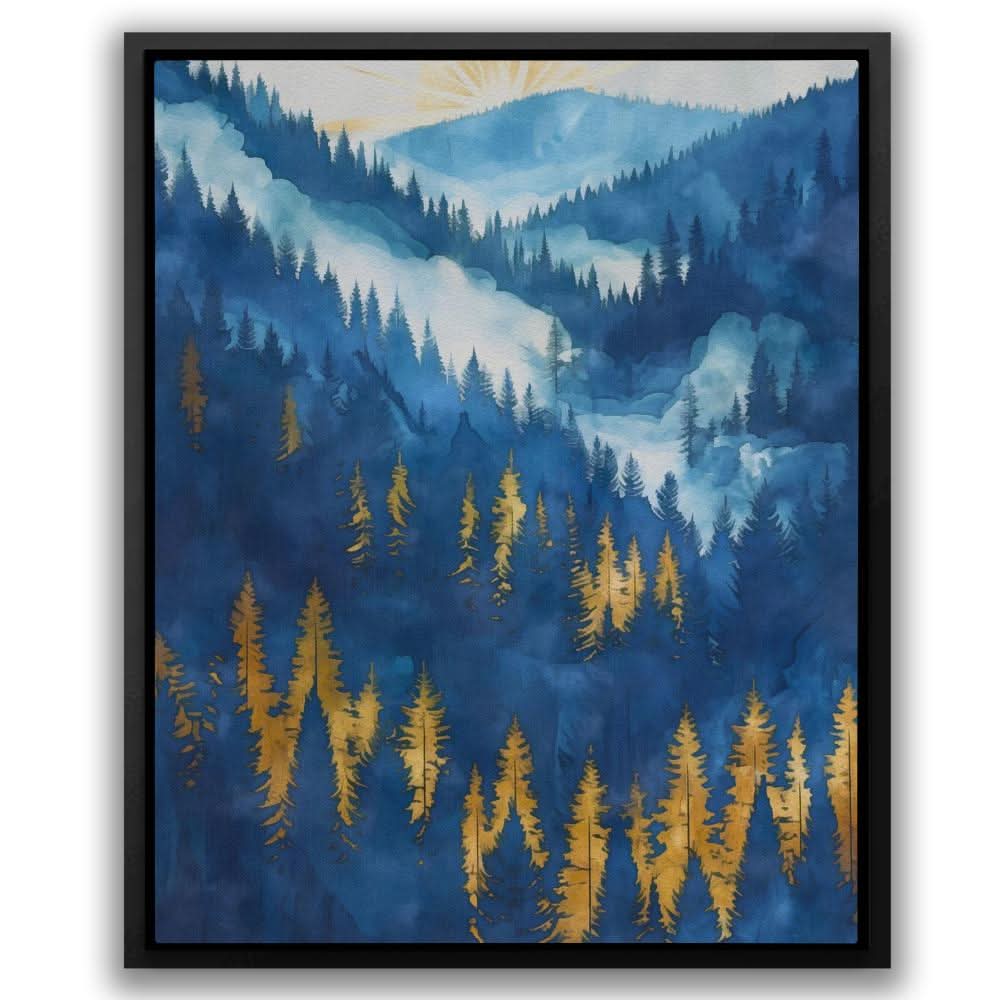 Gold Blue Forest Hills - Large Canvas Print