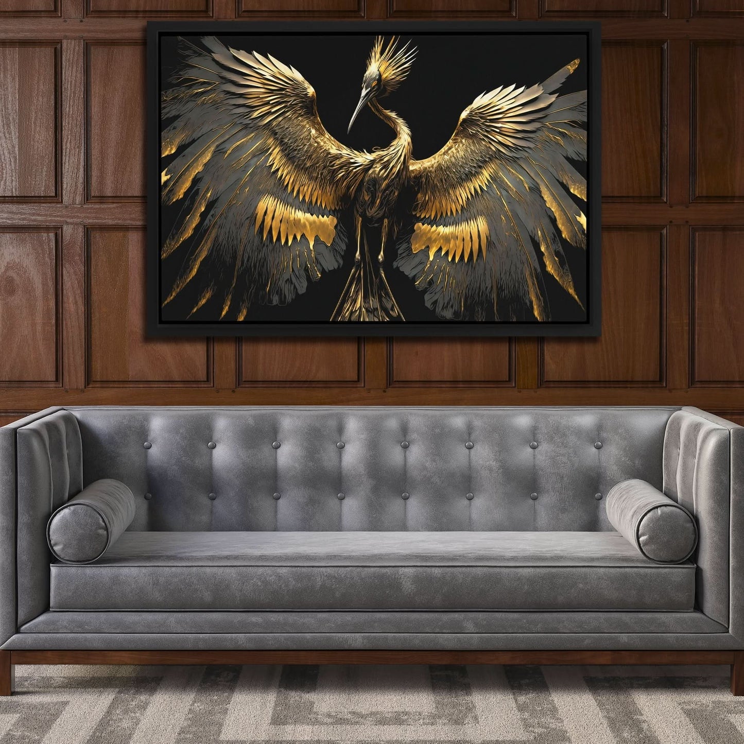 Gold Crane Dance - Wall Art Print