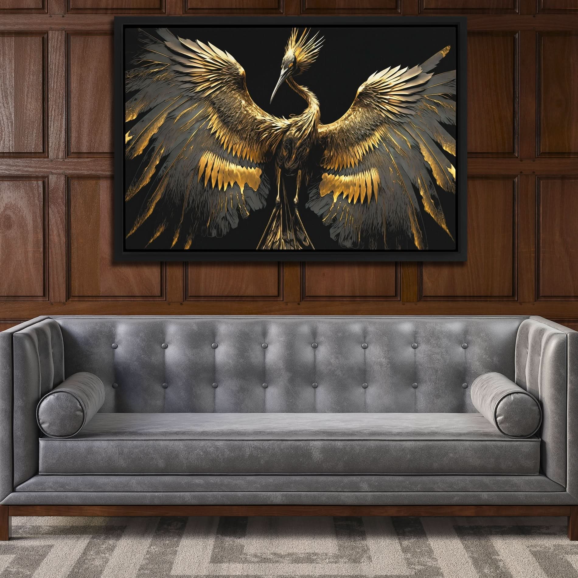 Gold Crane Dance - Wall Art Print