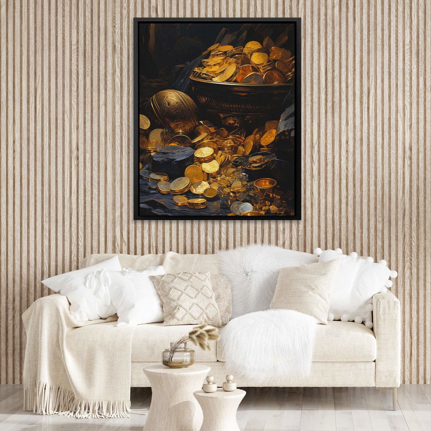 Gold Doubloons - Black Wall Art for Lounge