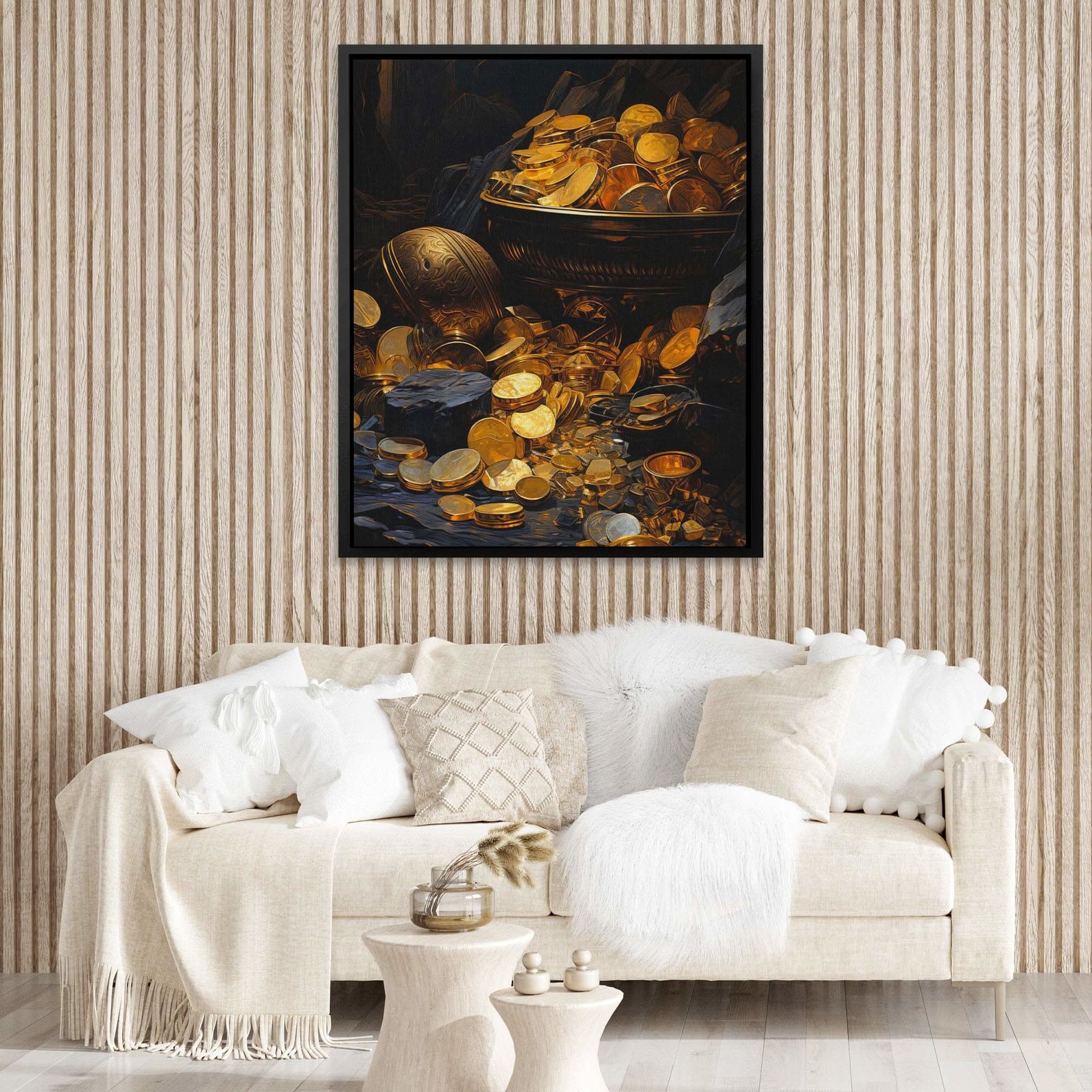 Gold Doubloons - Black Wall Art for Lounge