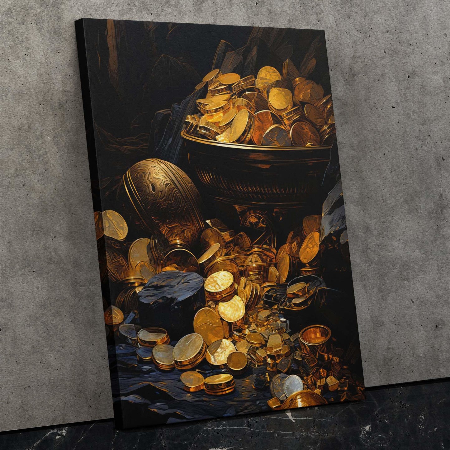 Gold Doubloons - Black Pirate Canvas Print